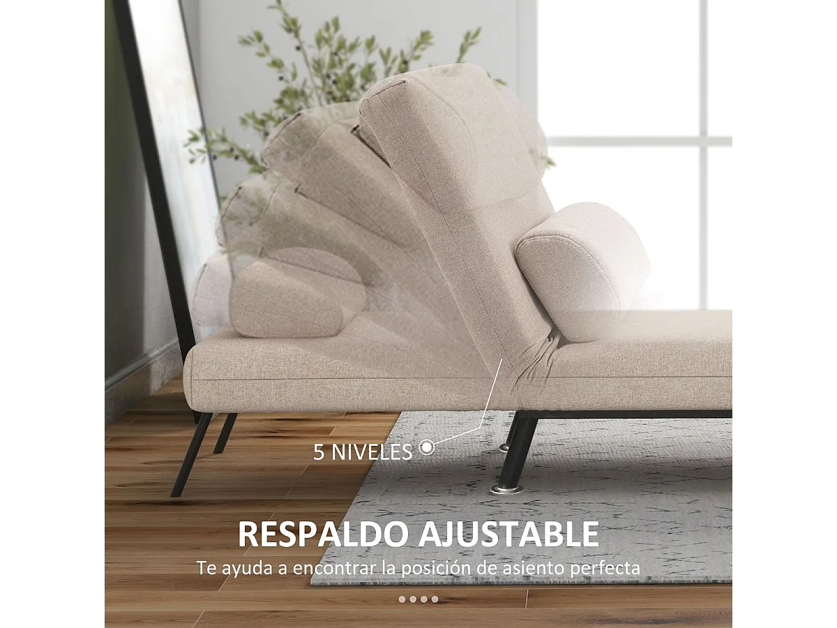 Butaca Linda Homcom convertible en cama beige 75x75x70 cm