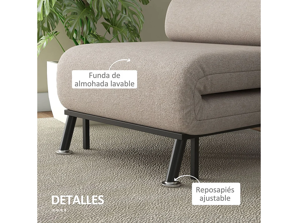 Butaca Linda Homcom convertible en cama beige 75x75x70 cm