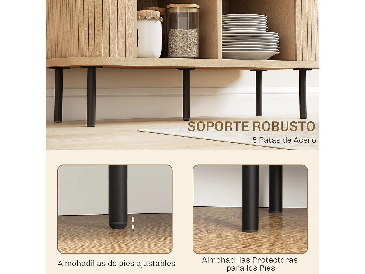 Aparador Astrid de Carvalho com Design Vintage e 2 Portas de Correr - 90x40x75 cm