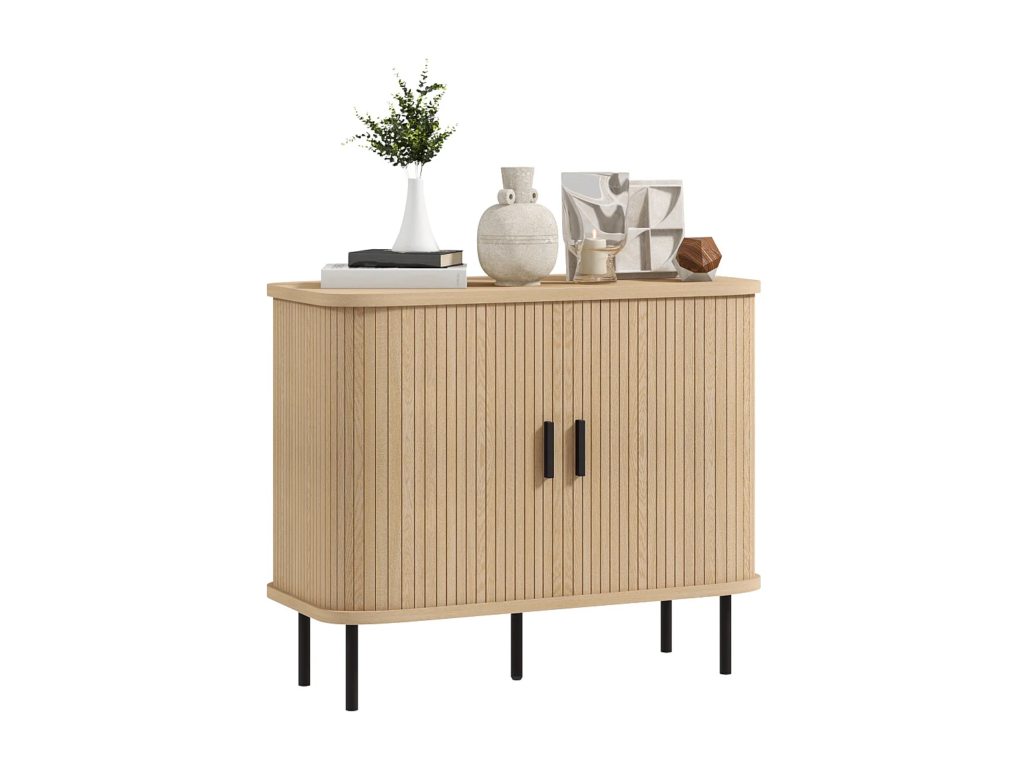 Aparador Latvia Homcom puertas correderas + 5 patas natural 75x90x40 cm