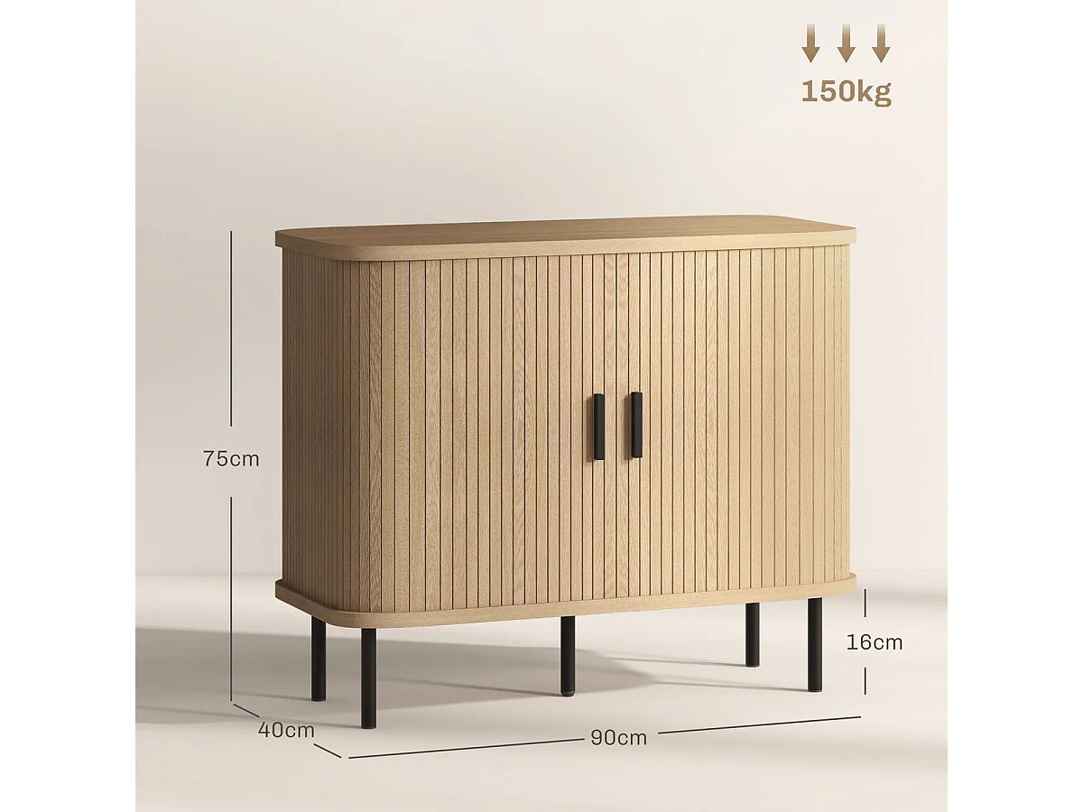 Aparador Latvia Homcom puertas correderas + 5 patas natural 75x90x40 cm