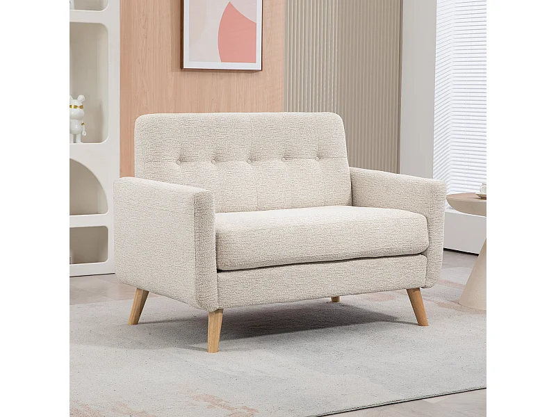 Sofá Mika Homcom 2 plazas reposabrazos beige 82x114x71 cm