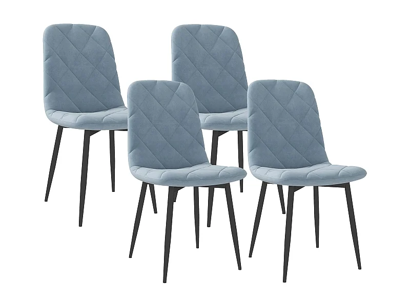 Pack de 4 sillas Egipto Homcom tapizadas terciopelo azul claro 87x45x54 cm