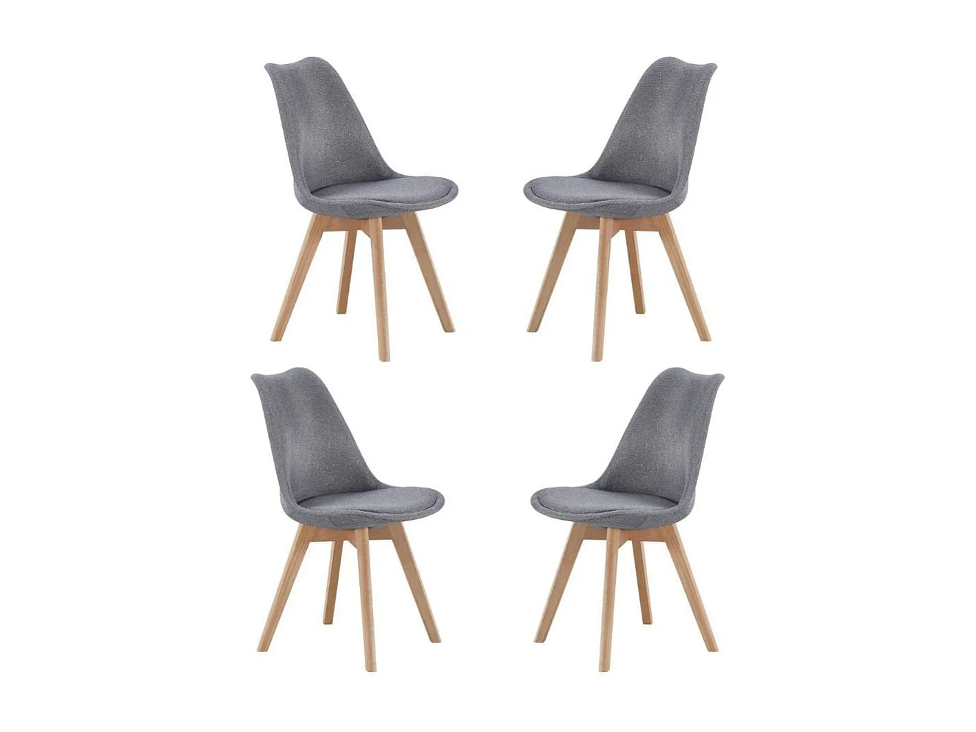 Pack de 4 sillas Bistro asiento acolchado gris Adec