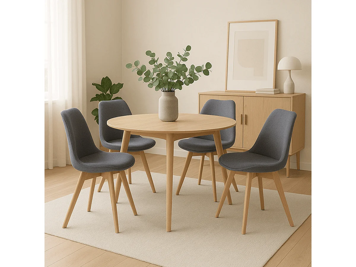 Pack de 4 sillas Bistro asiento acolchado gris Adec