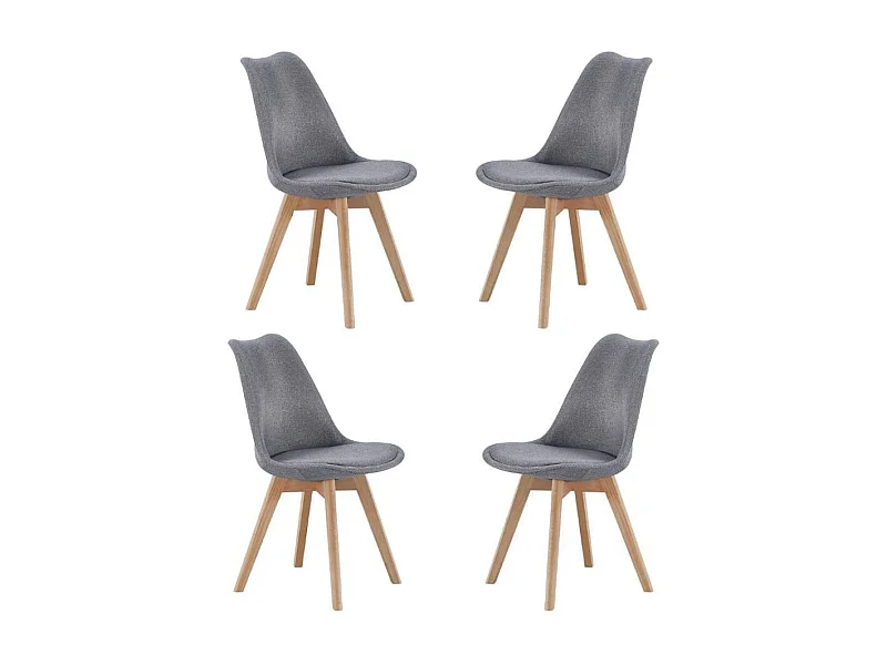 Pack de 4 sillas Bistro asiento acolchado gris Adec