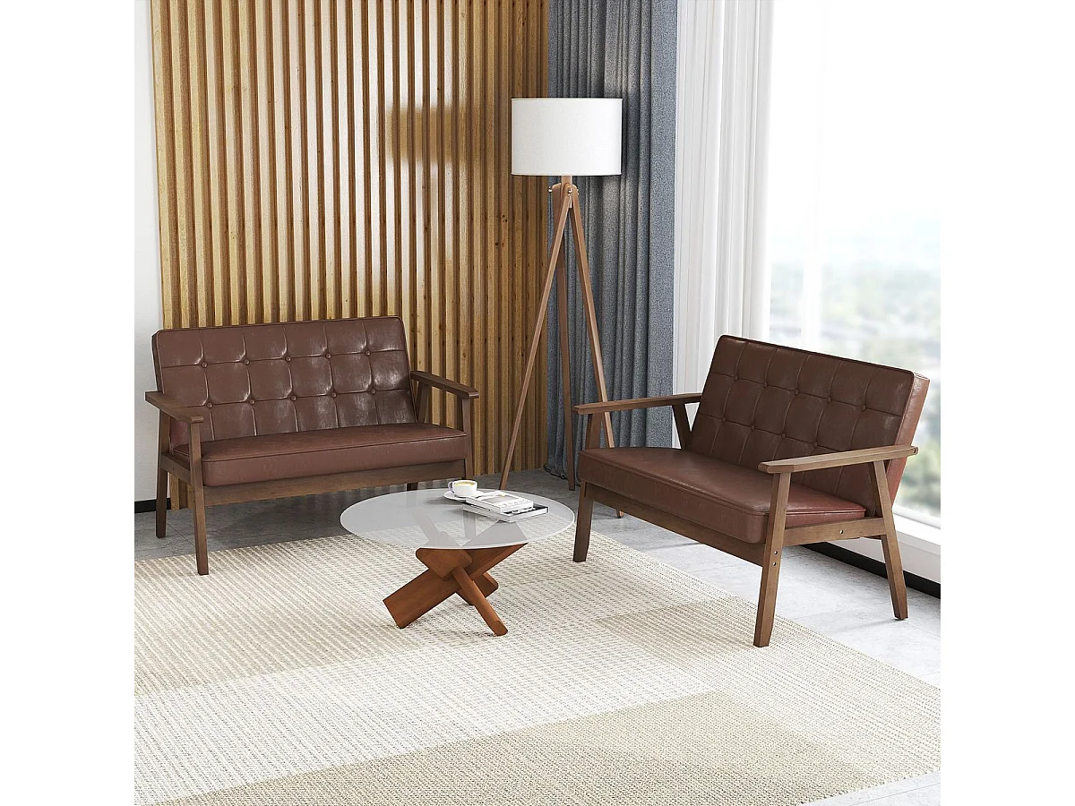 Sofá Como Homcom 2 plazas marrón 81x115x70 cm