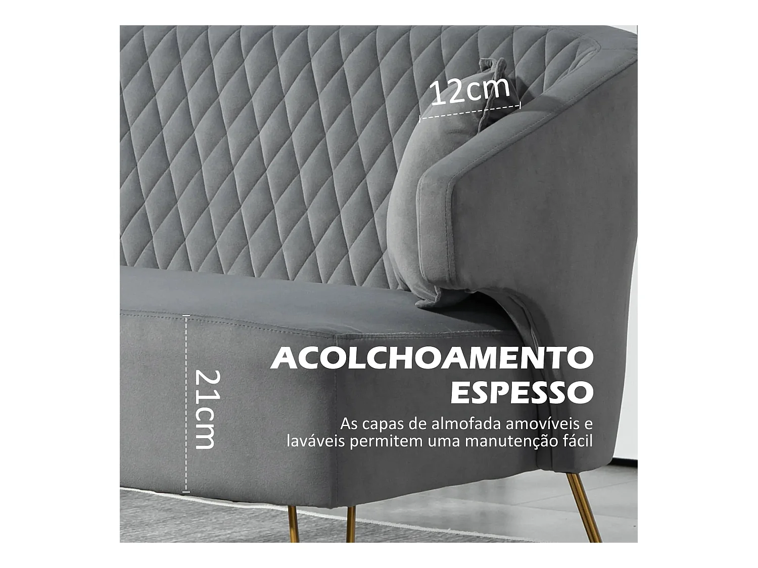 Sofá Azaki Homcom 2 plazas + almohadas + reposabrazos gris 76x124x69 cm