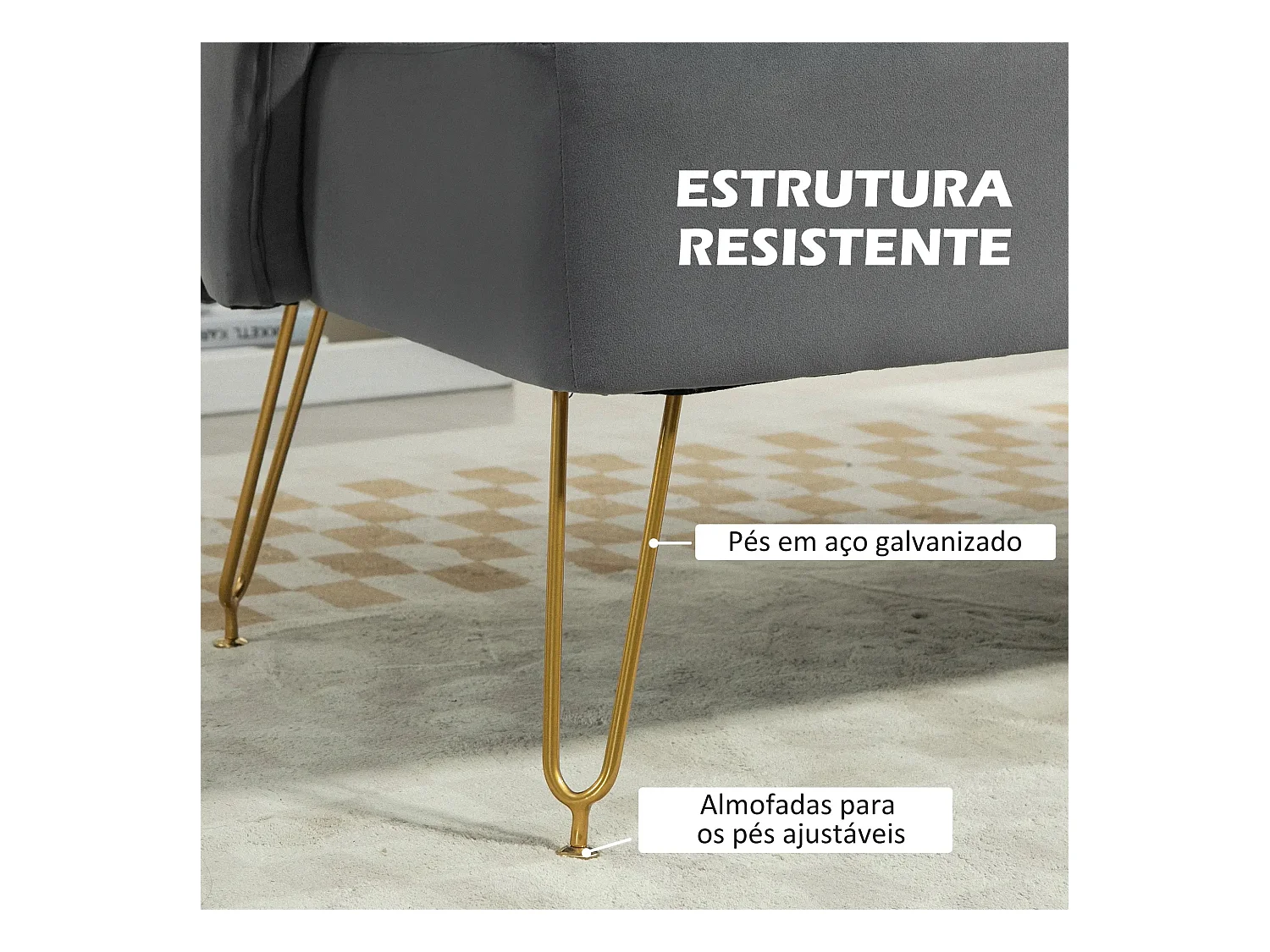 Sofá Azaki Homcom 2 plazas + almohadas + reposabrazos gris 76x124x69 cm