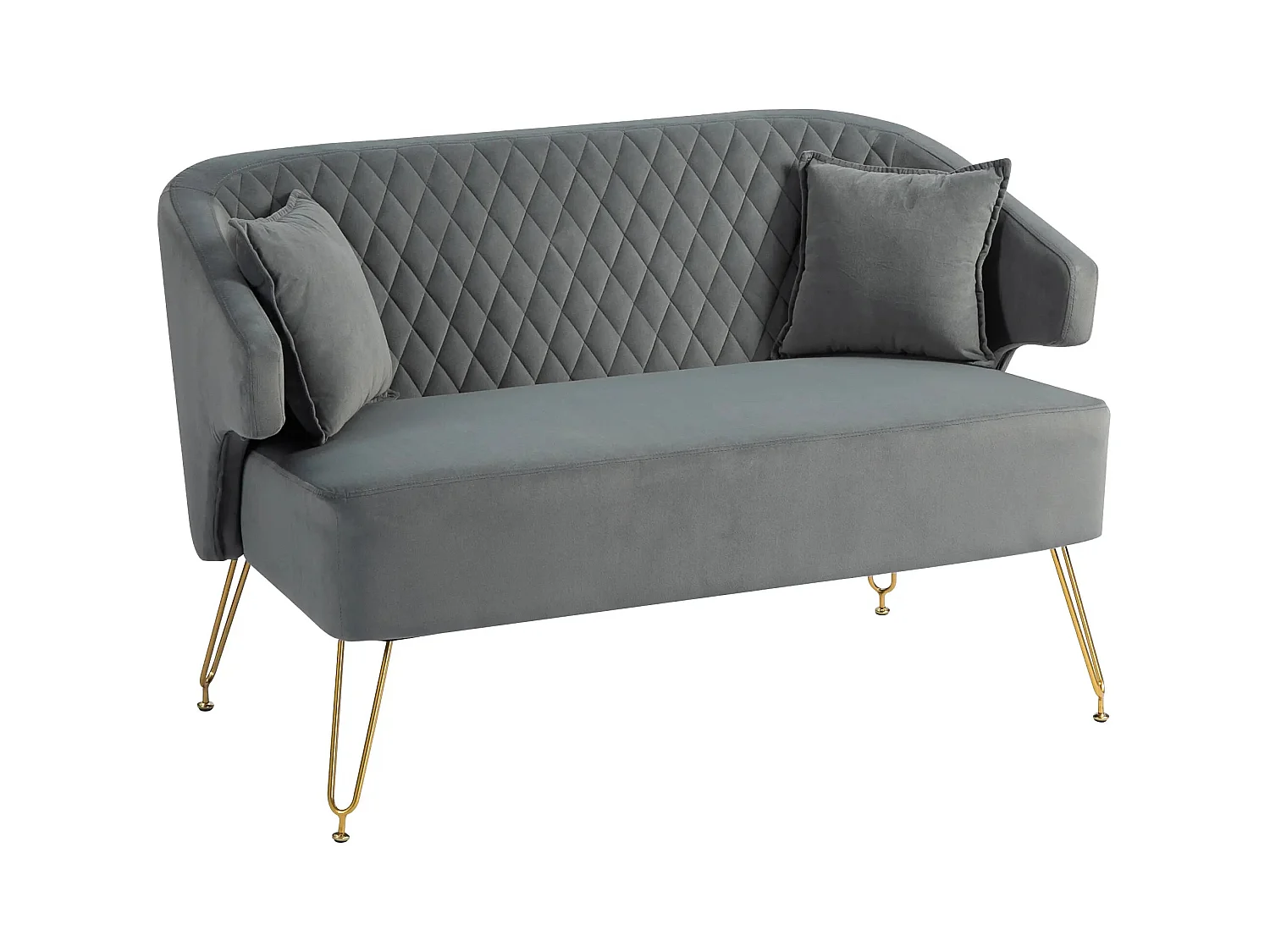 Sofá Azaki Homcom 2 plazas + almohadas + reposabrazos gris 76x124x69 cm