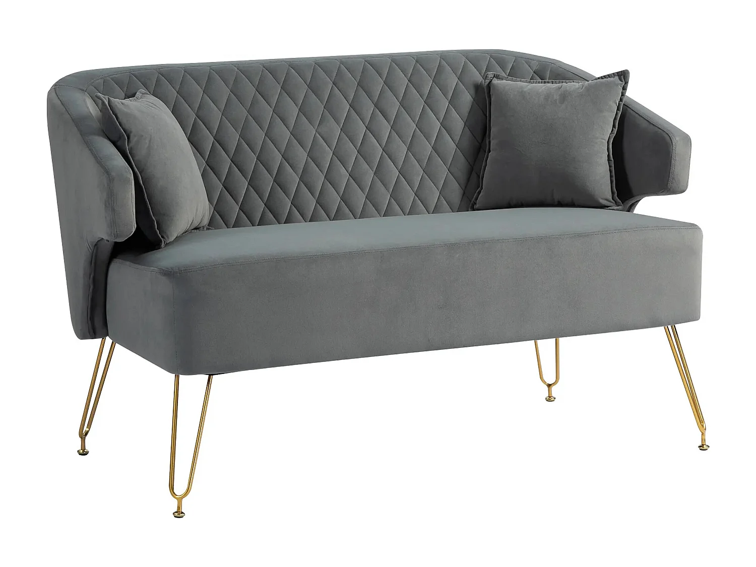 Sofá Azaki Homcom 2 plazas + almohadas + reposabrazos gris 76x124x69 cm