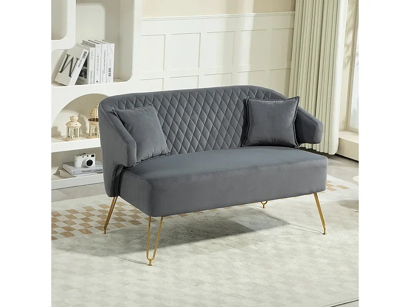 Sofá Azaki Homcom 2 plazas + almohadas + reposabrazos gris 76x124x69 cm