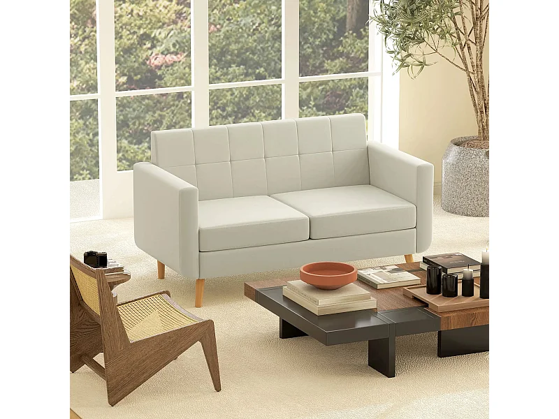 Sofá Sere Homcom 2 plazas con reposabrazos crema 75x138,5x70 cm