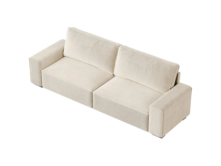 3-zits bank chenille beige - met brede armleuningen - 220 x 83 x 88 cm