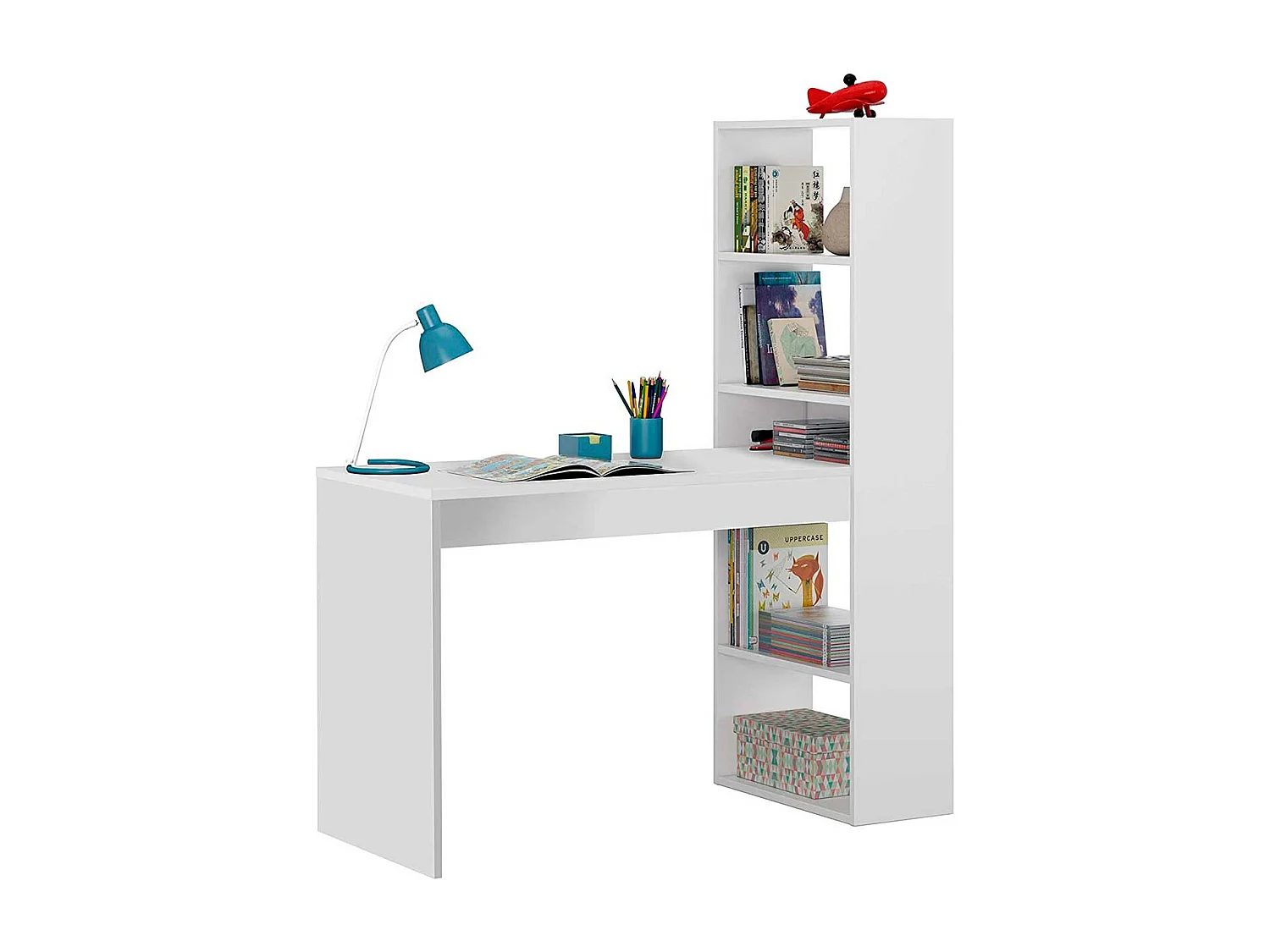 Escritorio Villena 1 estantería blanco 140x122x49 cm
