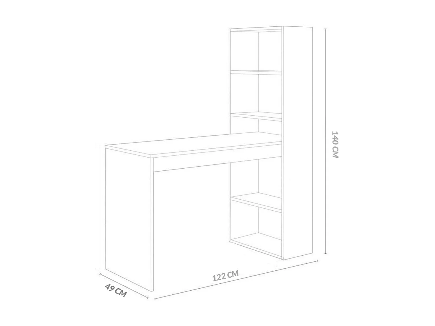 Escritorio Villena 1 estantería blanco 140x122x49 cm