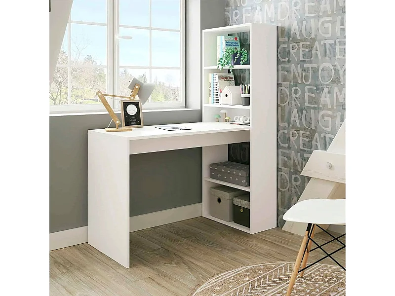 Escritorio Villena 1 estantería blanco 140x122x49 cm