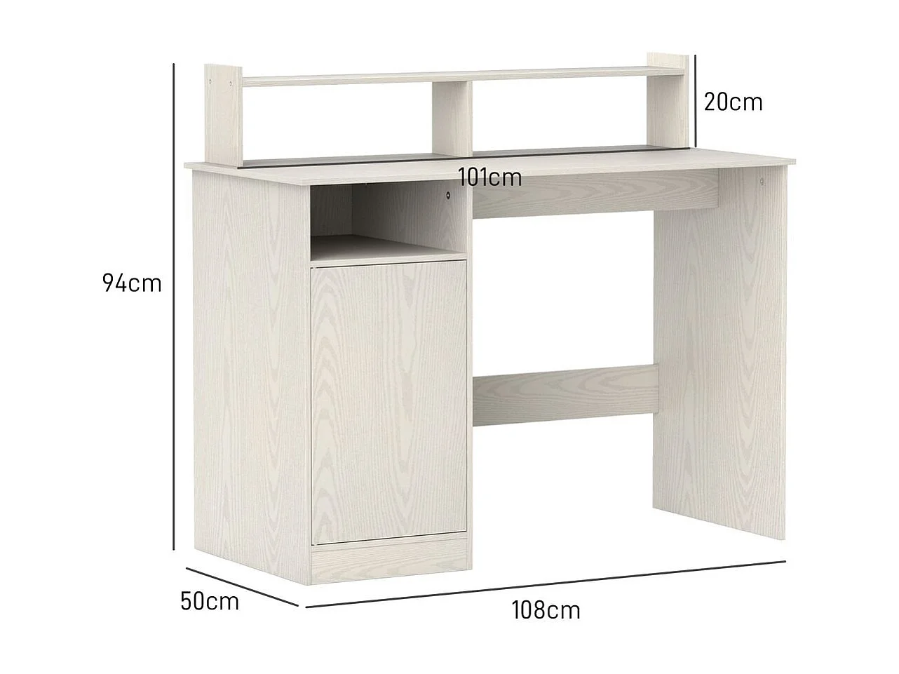 Escritorio Celeste Homcom soporte para monitor + armario crema 94x108x50 cm