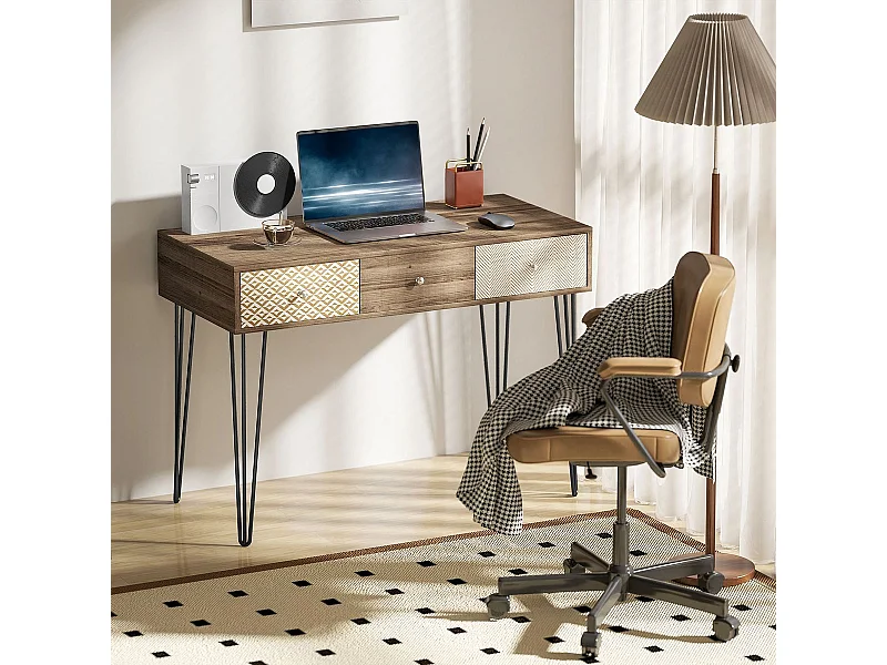 Escritorio Bohemia Homcom 3 cajones natural 75x105x50 cm