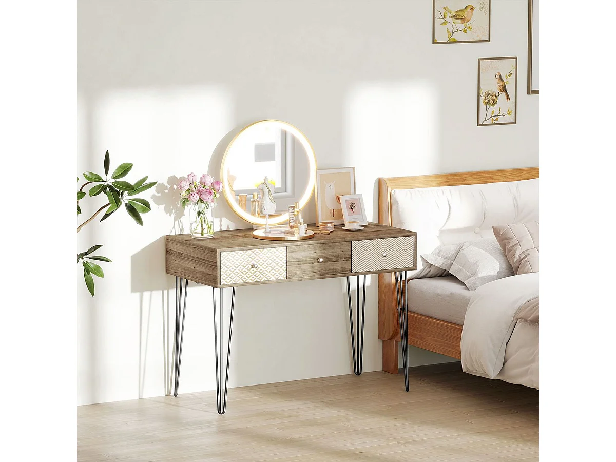 Escritorio Bohemia Homcom 3 cajones natural 75x105x50 cm