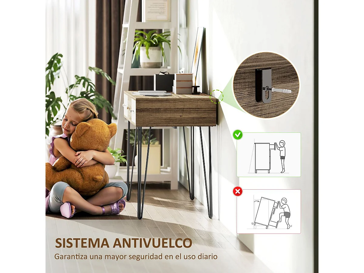 Escritorio Bohemia Homcom 3 cajones natural 75x105x50 cm