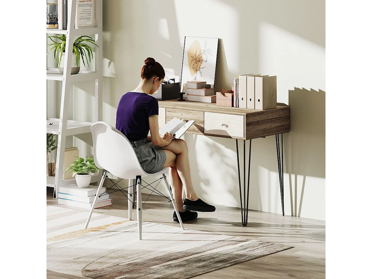 Escritorio Bohemia Homcom 3 cajones natural 75x105x50 cm