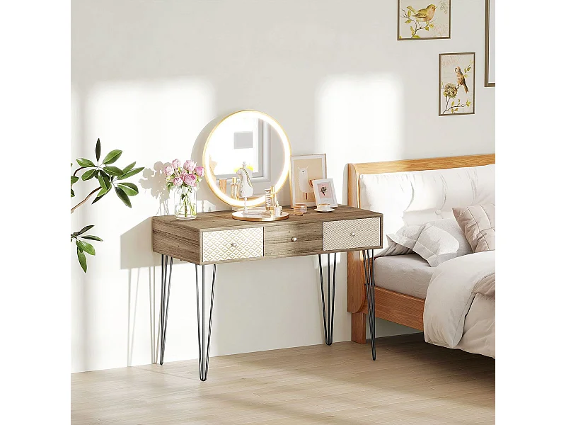 Escritorio Bohemia Homcom 3 cajones natural 75x105x50 cm