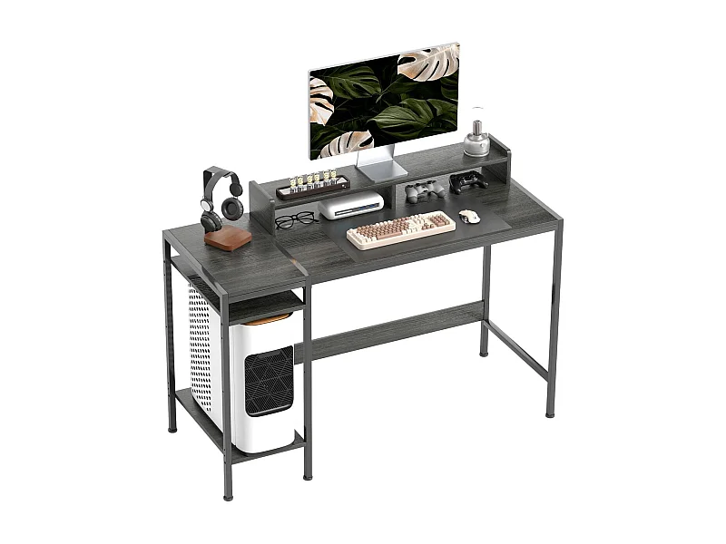 Escritorio Kangche Homcom con soportes gris 85,5x120x48 cm