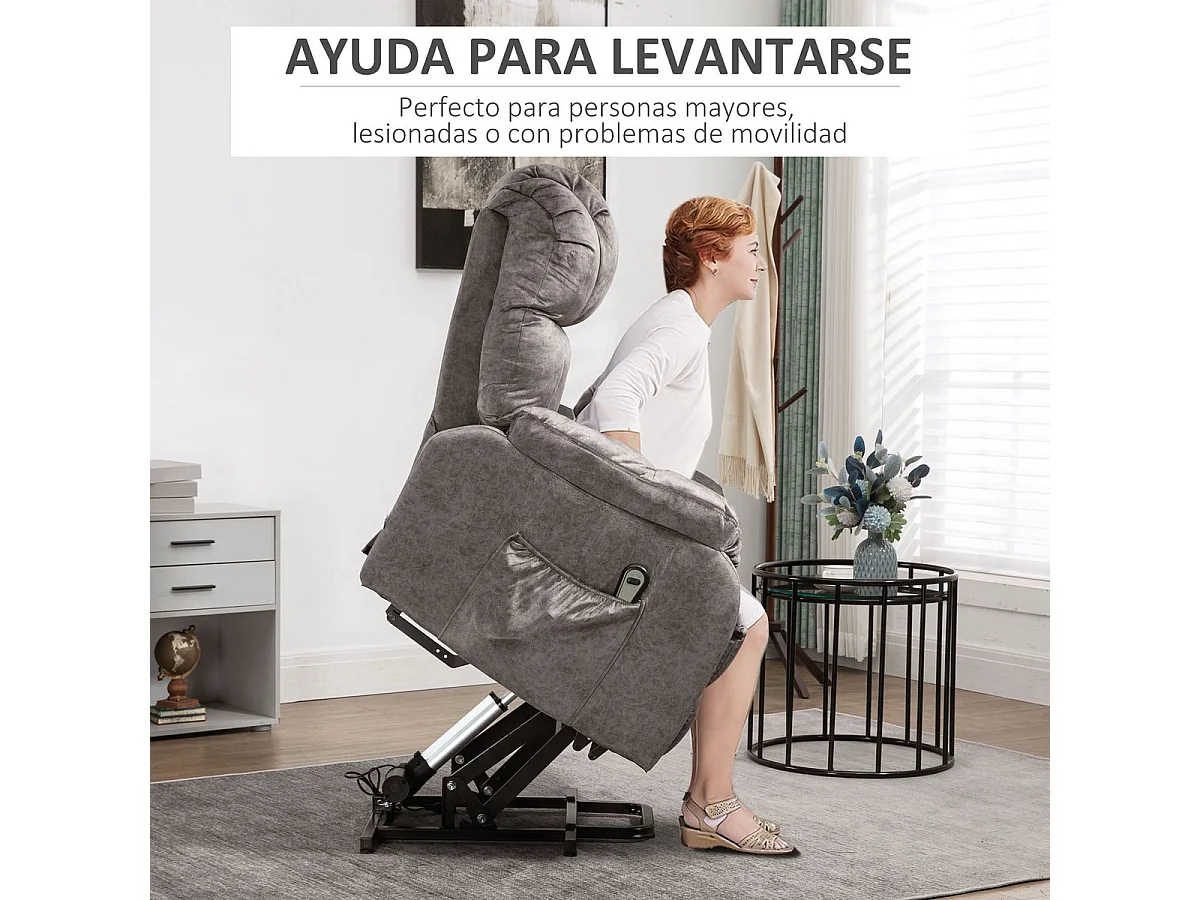 Sillón levanta personas gris 83x91x100 cm HOMCOM