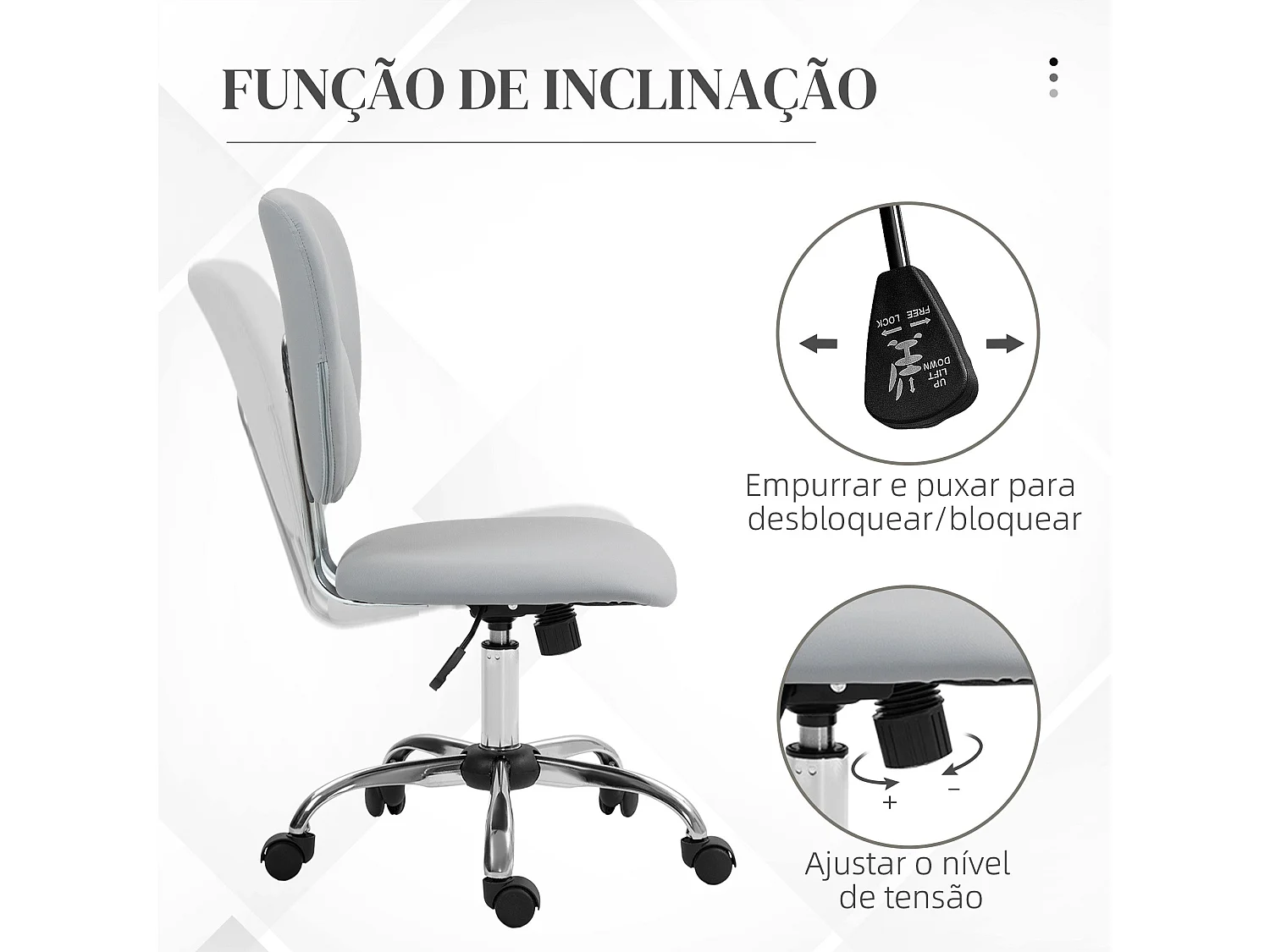 Silla de escritorio Sky Vinsetto altura regulable función basculante gris 87,5-96,5x50x54 cm