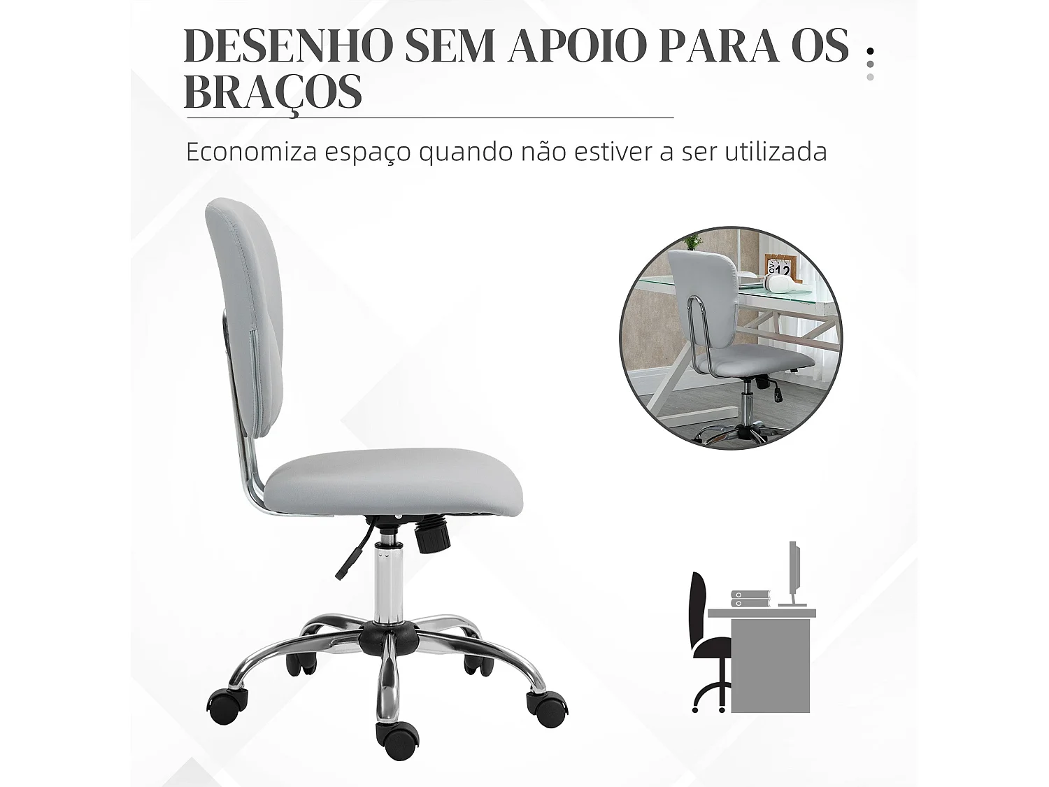 Cadeira de Escritório Vinsetto Giratória em Couro PU com Ajuste de Altura e Função Basculante, Ideal para Estúdios e Escritórios