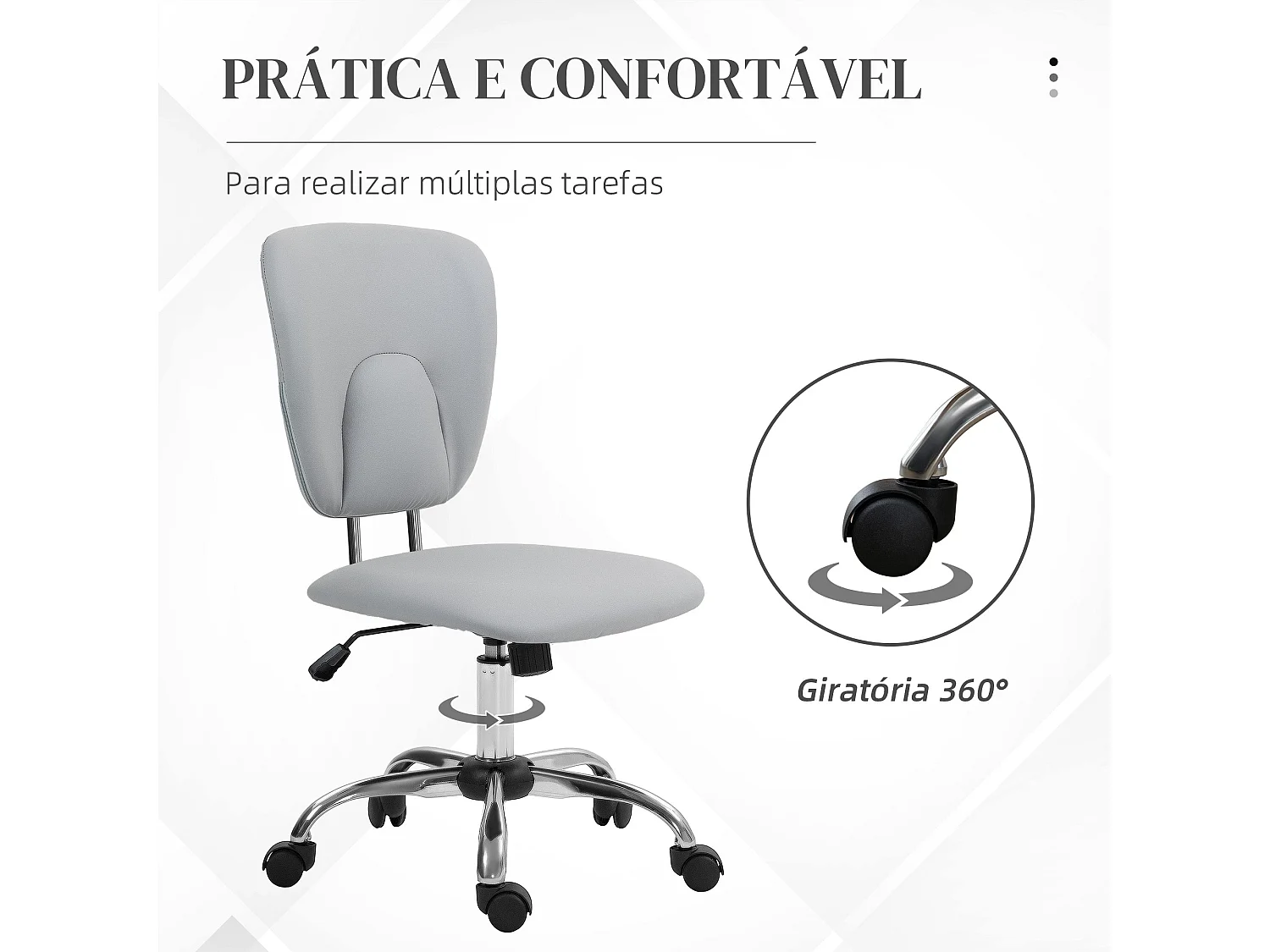 Cadeira de Escritório Vinsetto Giratória em Couro PU com Ajuste de Altura e Função Basculante, Ideal para Estúdios e Escritórios