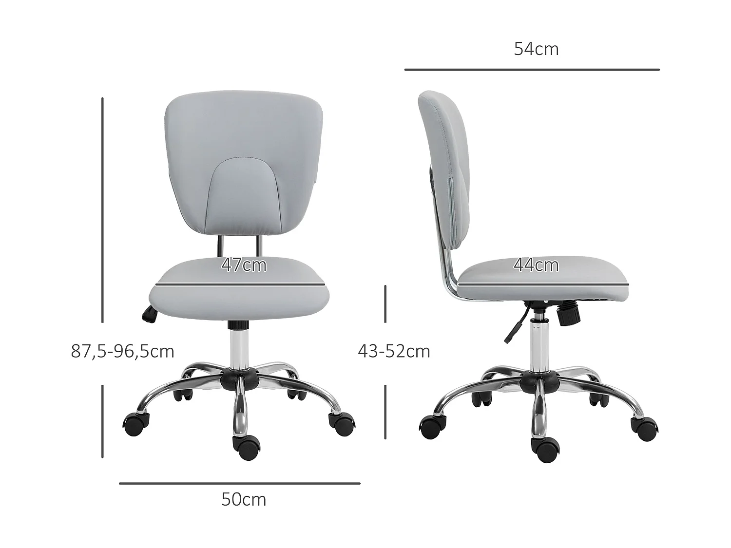 Silla de escritorio Sky Vinsetto altura regulable función basculante gris 87,5-96,5x50x54 cm