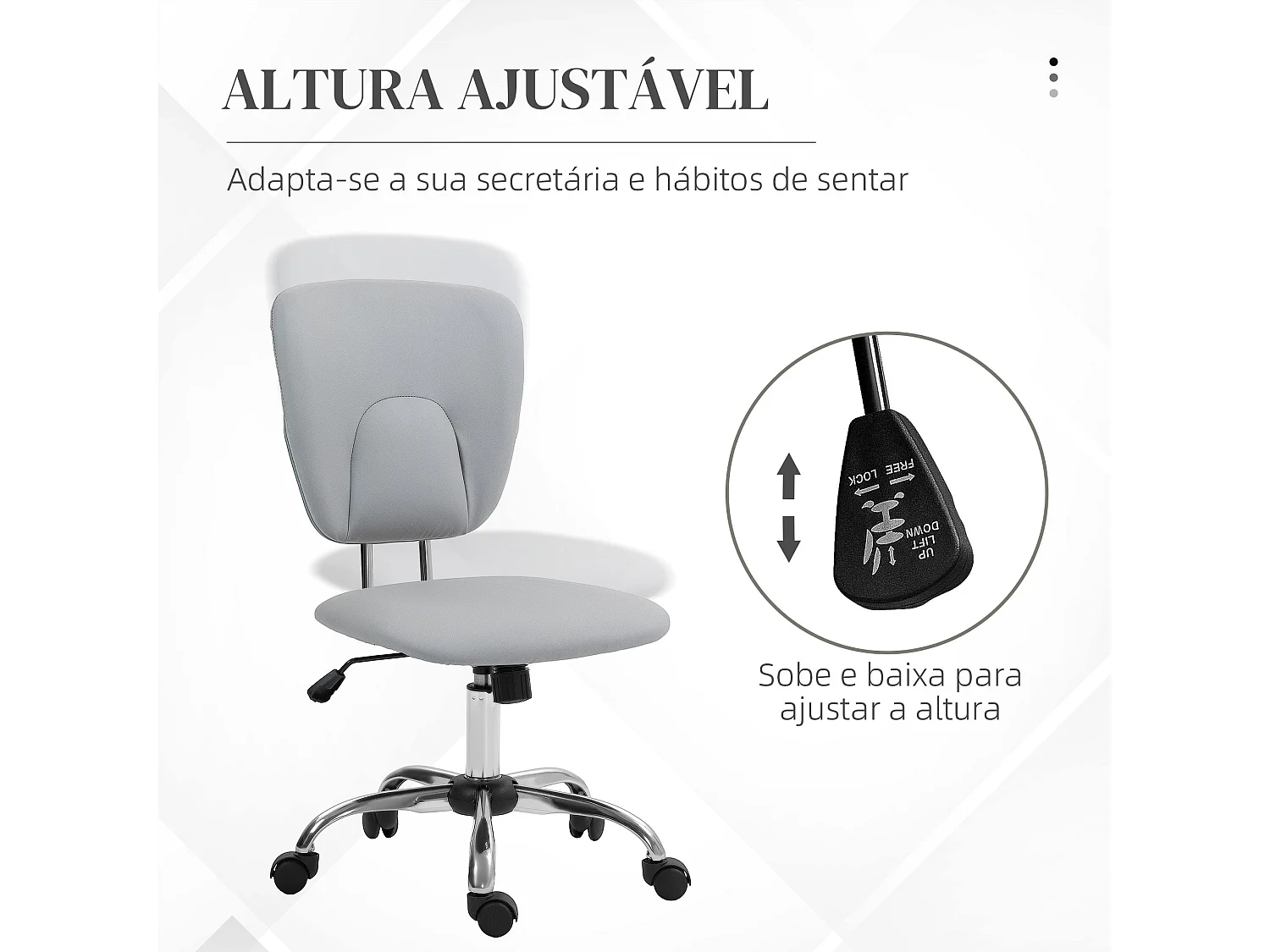 Silla de escritorio Sky Vinsetto altura regulable función basculante gris 87,5-96,5x50x54 cm