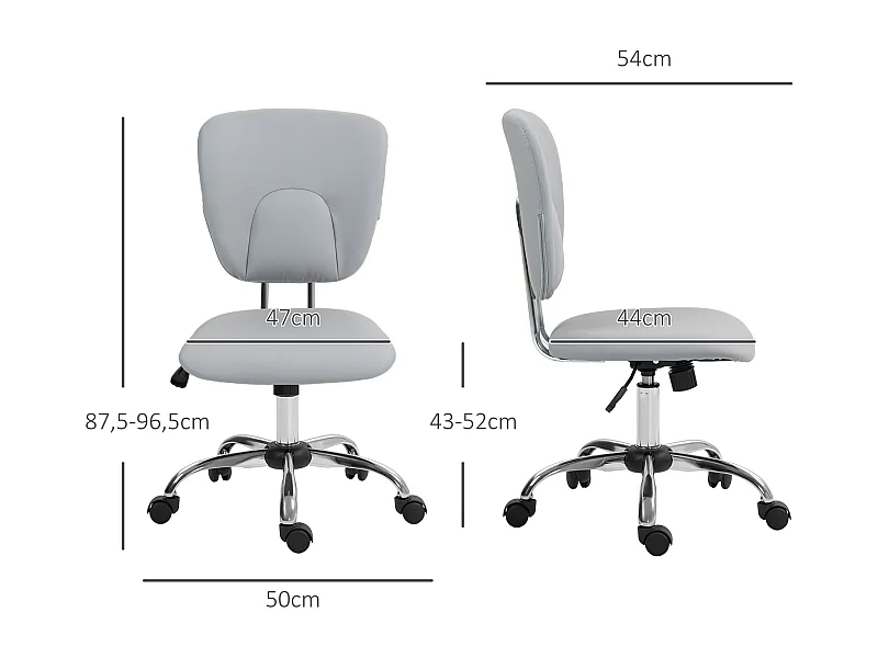 Cadeira de Escritório Vinsetto Giratória em Couro PU com Ajuste de Altura e Função Basculante, Ideal para Estúdios e Escritórios