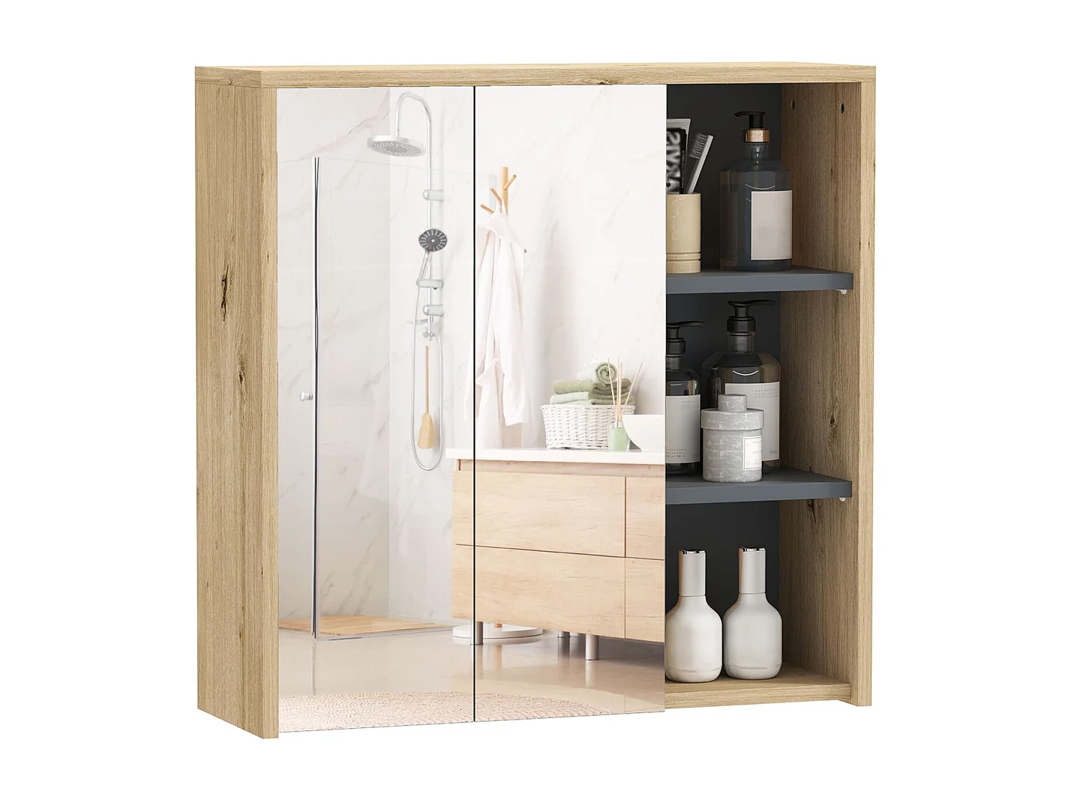 Armario de baño Katie Homcom con espejo 60x60x20