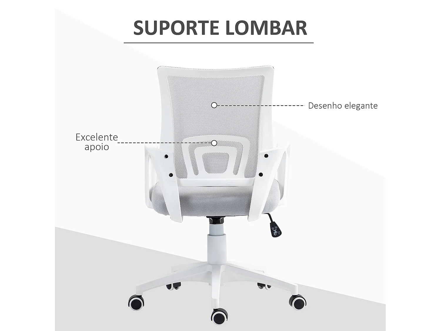 Silla de oficina Waco Homcom basculante con reposabrazos + ruedas gris 89-109x57x55 cm