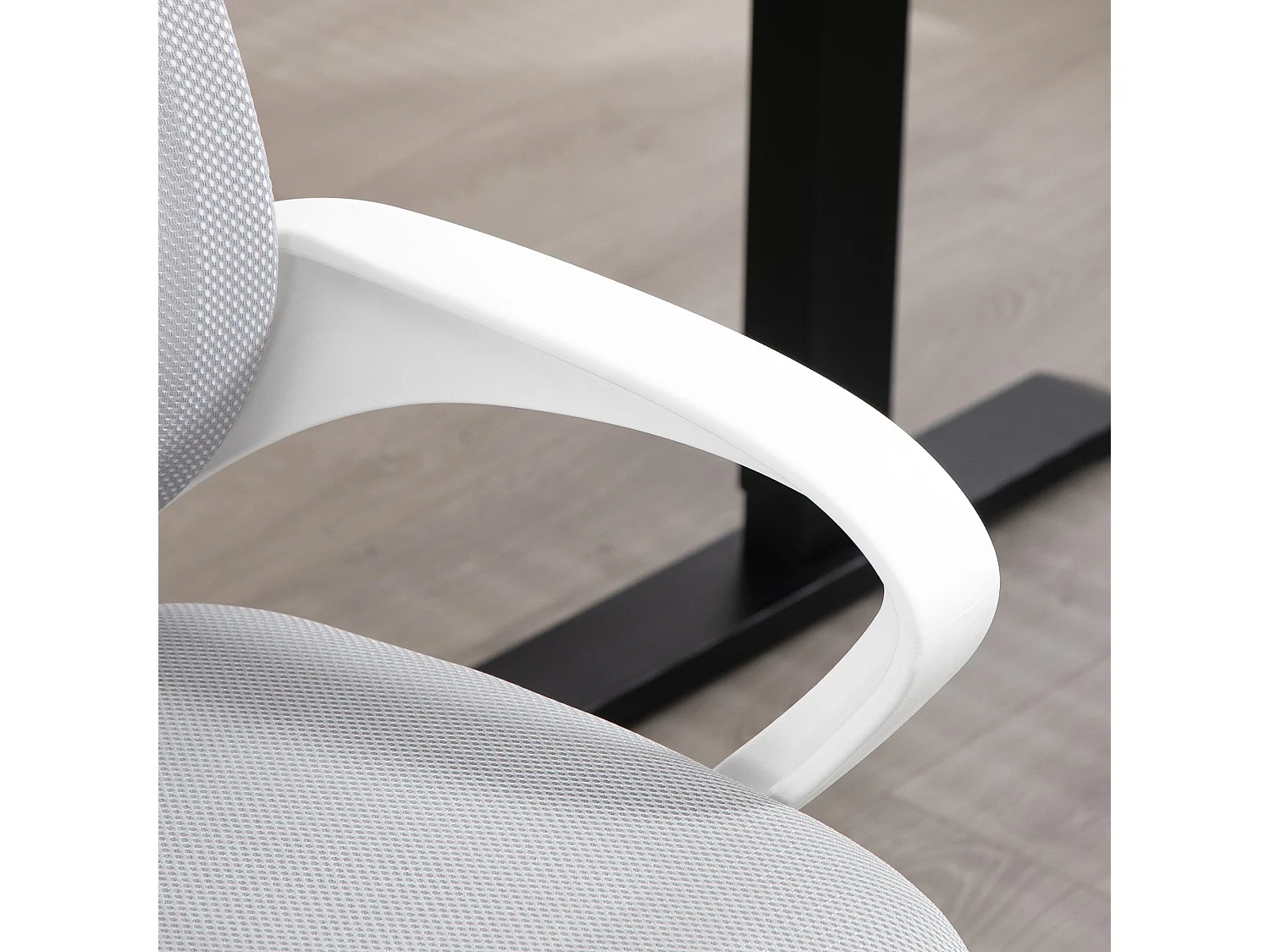 Silla de oficina Waco Homcom basculante con reposabrazos + ruedas gris 89-109x57x55 cm