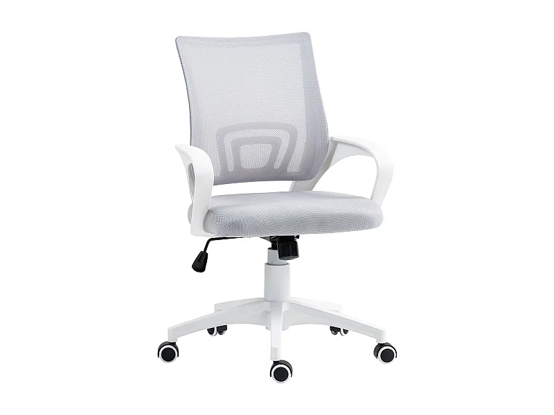 Silla de oficina Waco Homcom basculante con reposabrazos + ruedas gris 89-109x57x55 cm