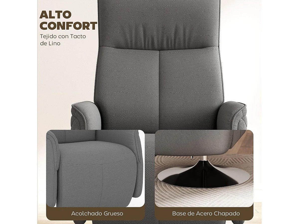 Sillón de masaje Kira Homcom 10 puntos de masaje + reposapiés + mando gris 117x68,5x77 cm