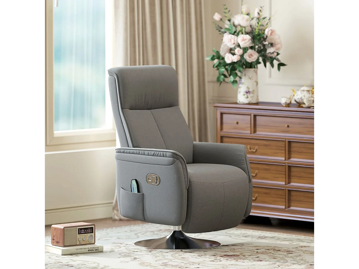 Sillón de masaje Kira Homcom 10 puntos de masaje + reposapiés + mando gris 117x68,5x77 cm