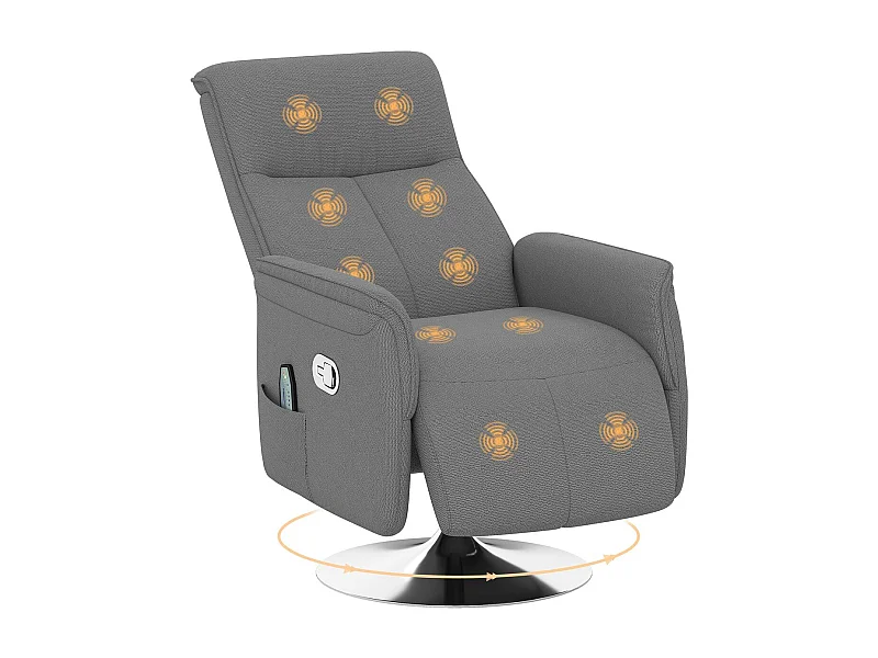 Sillón de masaje Kira Homcom 10 puntos de masaje + reposapiés + mando gris 117x68,5x77 cm