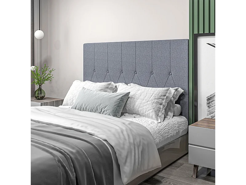 Cabecero Type Homcom acolchado gris 120x160x7 cm