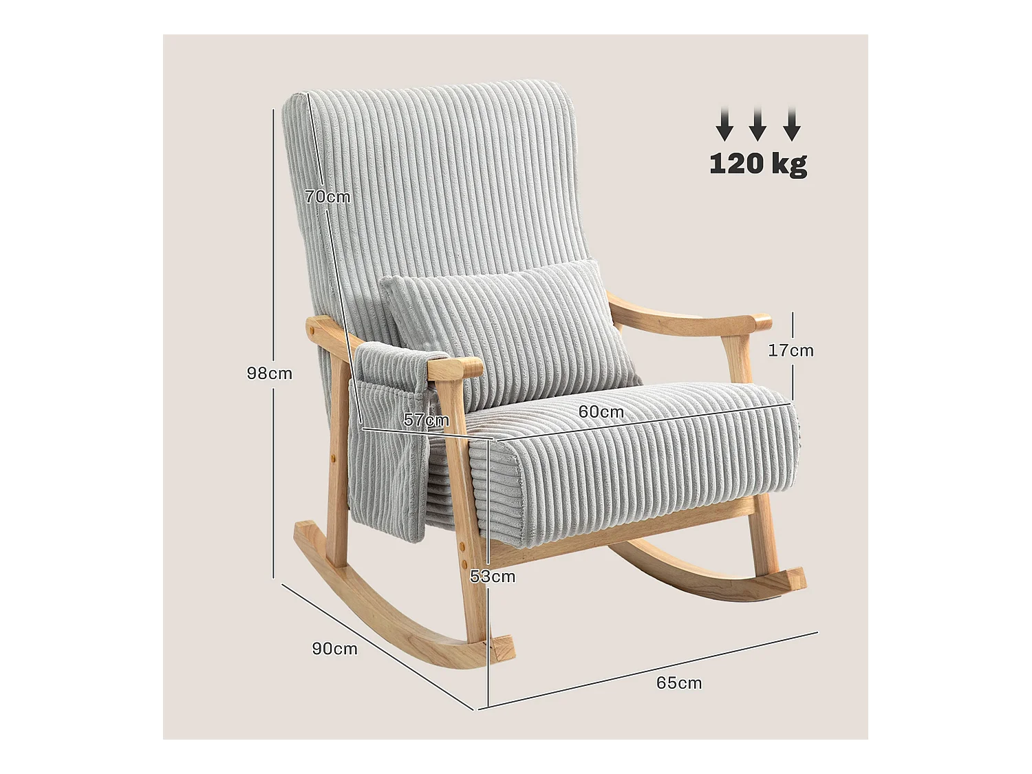 Mecedora Panna Homcom con reposabrazos gris 98x65x90 cm