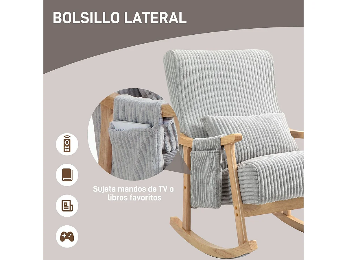 Mecedora Panna Homcom con reposabrazos gris 98x65x90 cm