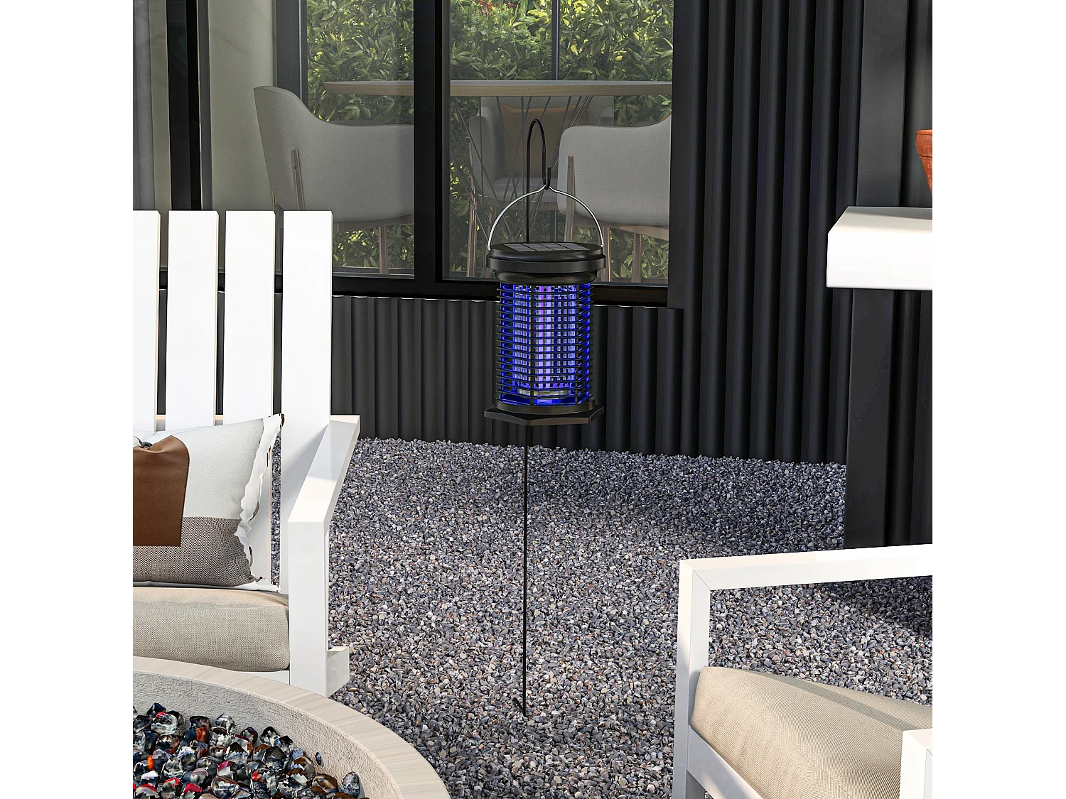 Lâmpada Elétrica 2 em 1 Mata Mosquitos com Luzes LED UV Recarregável para Jardim e Varanda