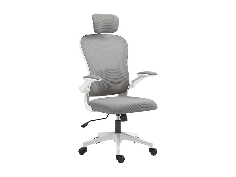 Silla de oficina Maya Homcom transpirable + reposacabezas gris 115-125x58x63 cm