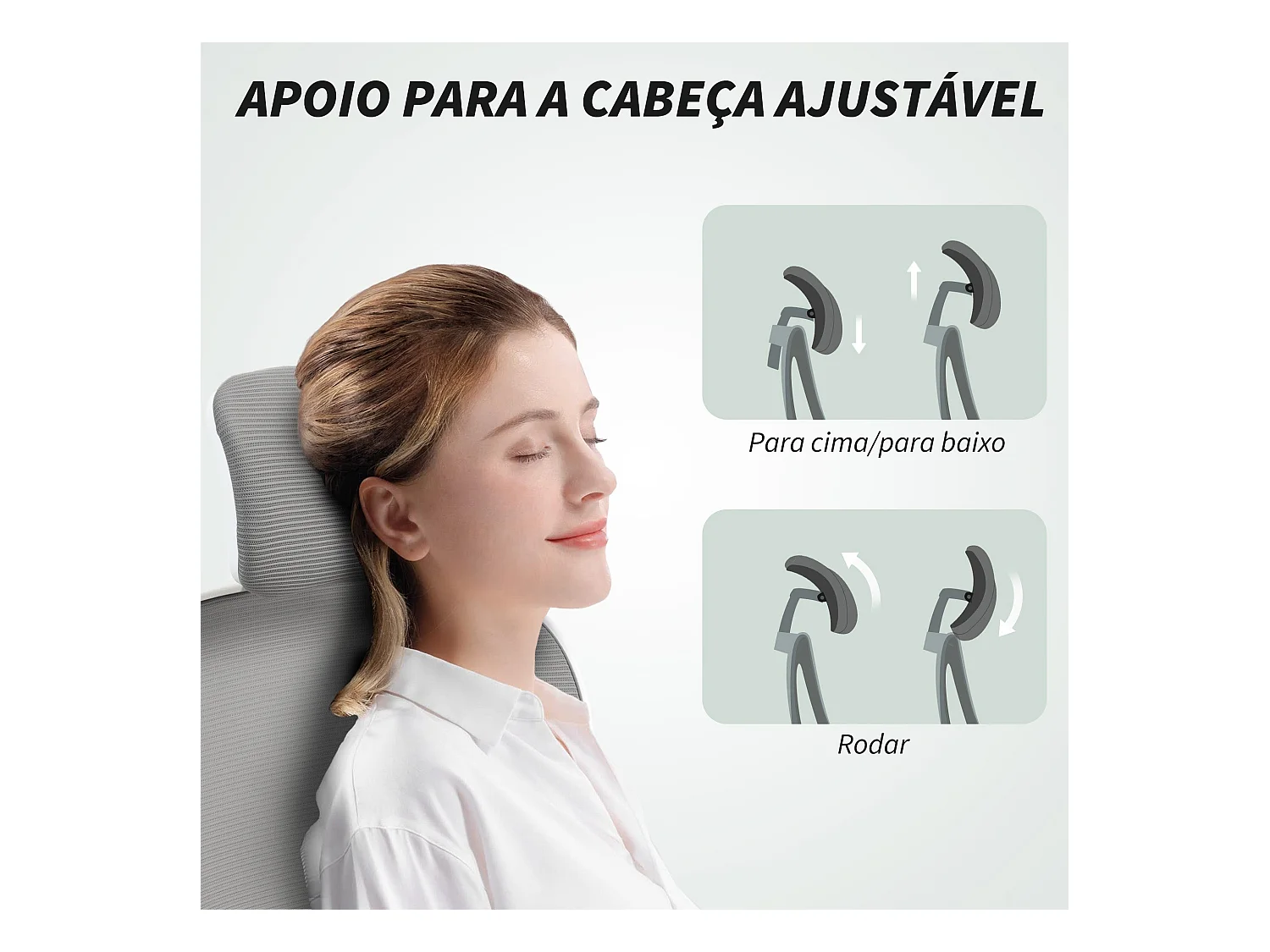 Silla de oficina Maya Homcom transpirable + reposacabezas gris 115-125x58x63 cm