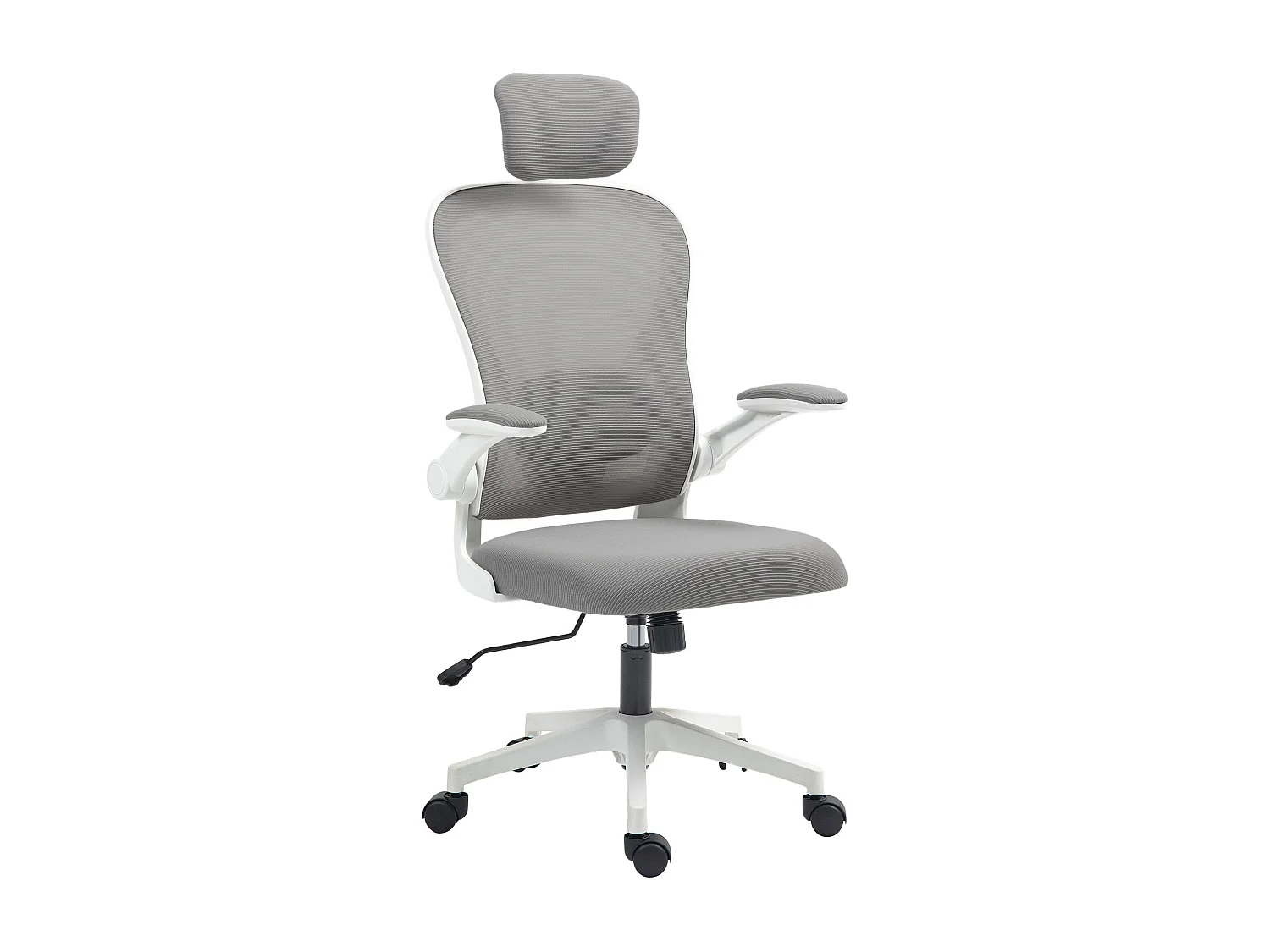 Cadeira de Escritório Giratória com Apoio de Cabeça e Suporte Lombar Ajustáveis - Modelo Cefalù em Cinza
