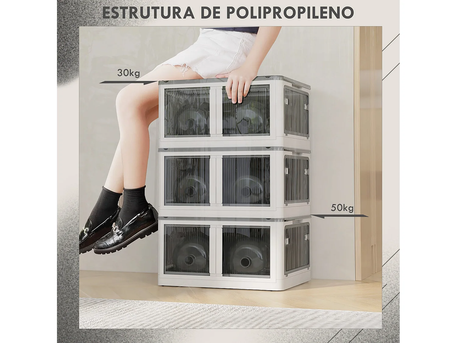 Caixa de Armazenamento Empilhável com Tampa 69L - Organizador Prático e Elegante com Rodas